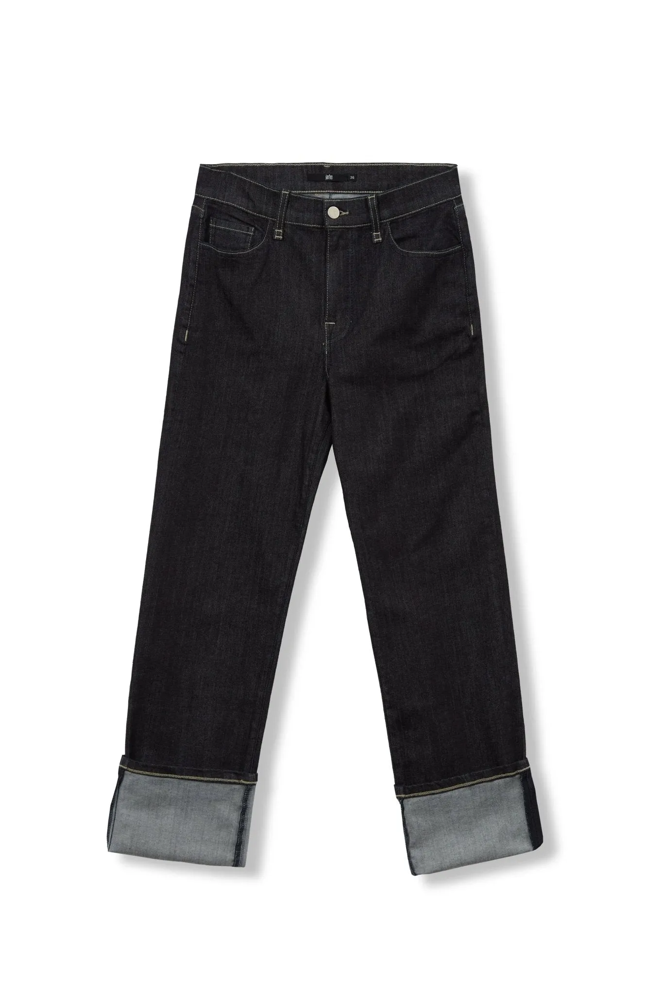 STRAIGHT LEG FIVE POCKET PANT IN DARK WASH COTTON DENIM STRETCH