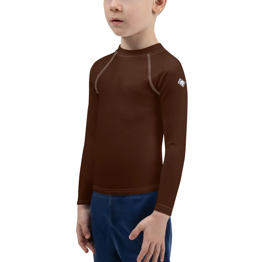 Street-Ready Shield: Long Sleeve Rash Guards for Kids Boys - Chocolate