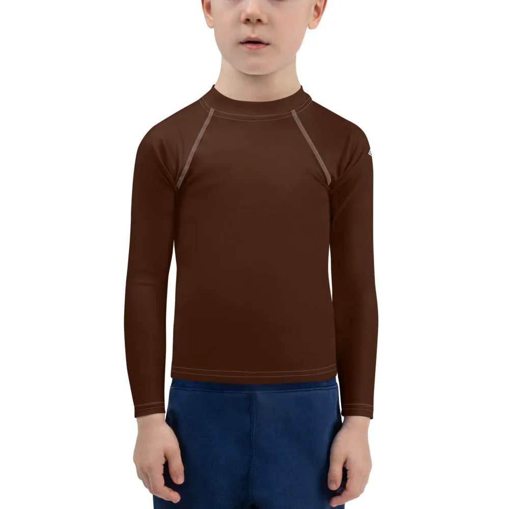 Street-Ready Shield: Long Sleeve Rash Guards for Kids Boys - Chocolate