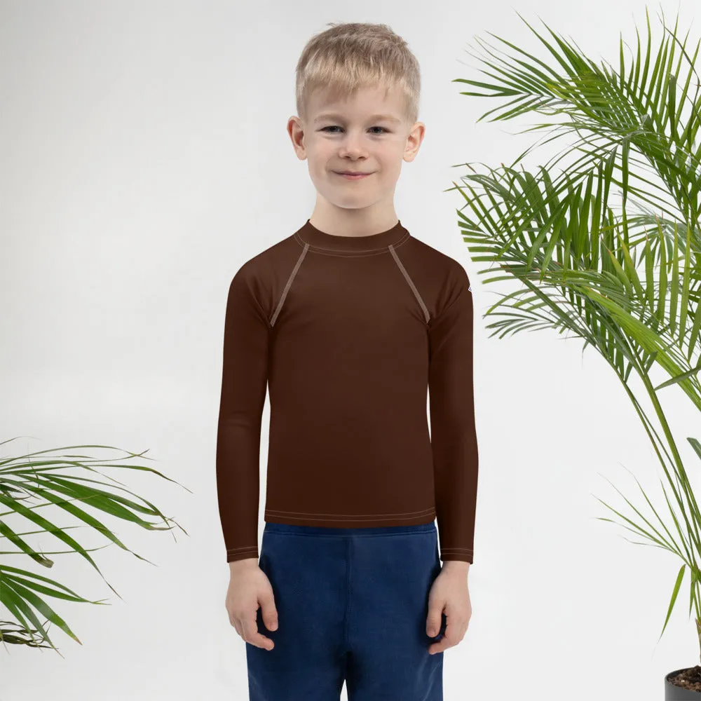 Street-Ready Shield: Long Sleeve Rash Guards for Kids Boys - Chocolate