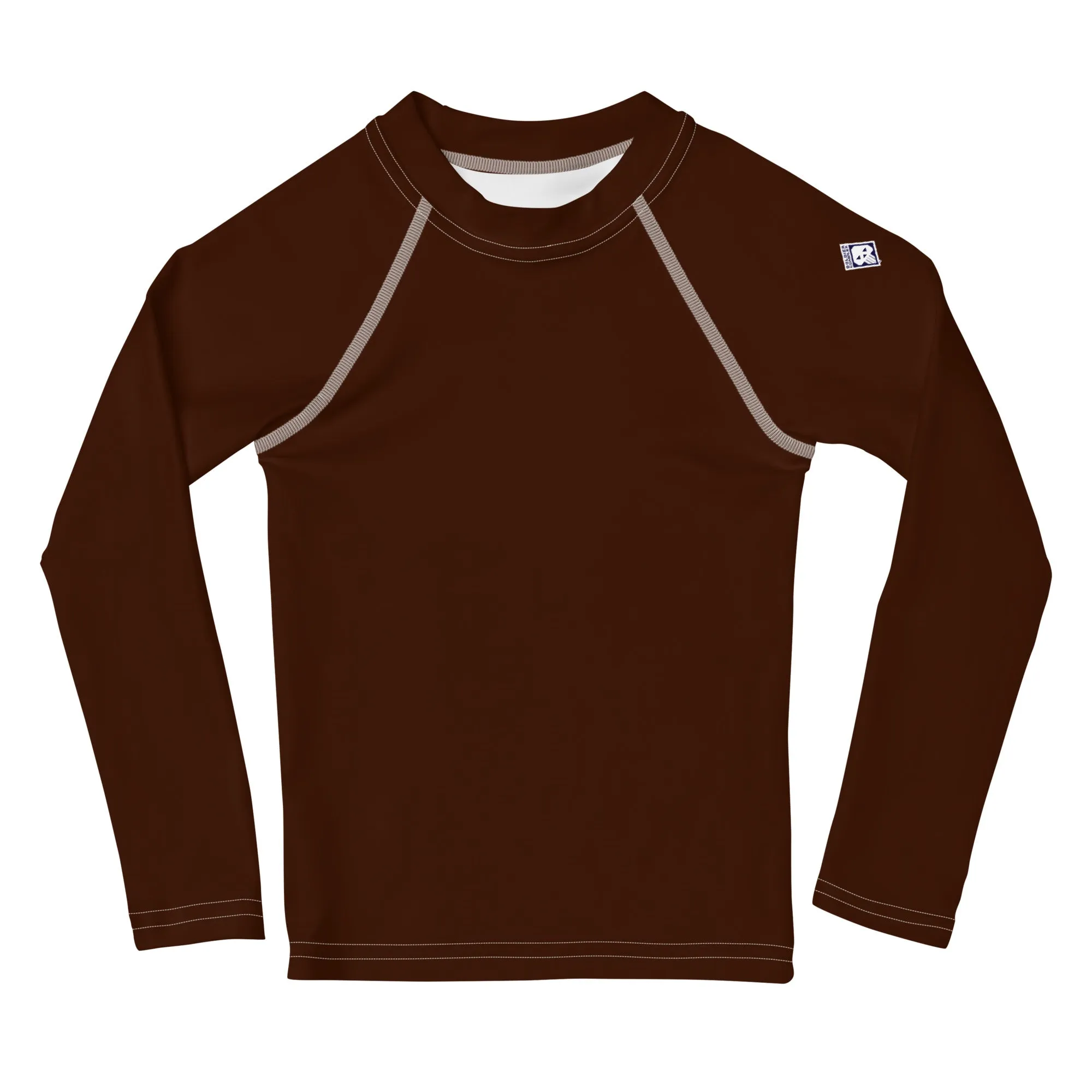 Street-Ready Shield: Long Sleeve Rash Guards for Kids Boys - Chocolate