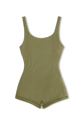 Stripe Rib Bodysuit - Olive