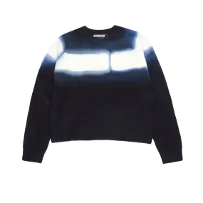 Suzusan Itajime Shibori Seamless Short Pullover in Fog Black / Natural White