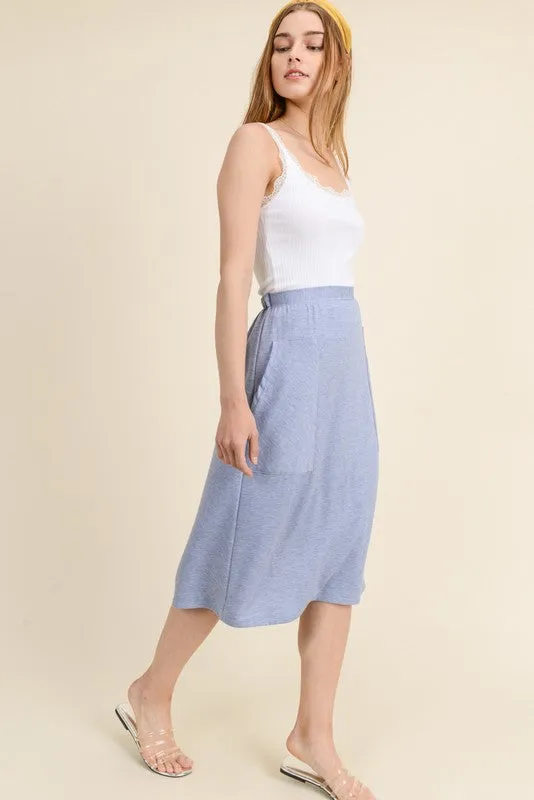 The Daily Midi Skirt in Denim