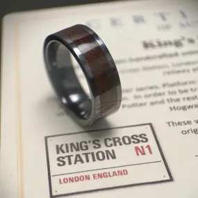 “The H Potter” 100% USA Made Black Ceramic Ring With Wood From King's Cross Station