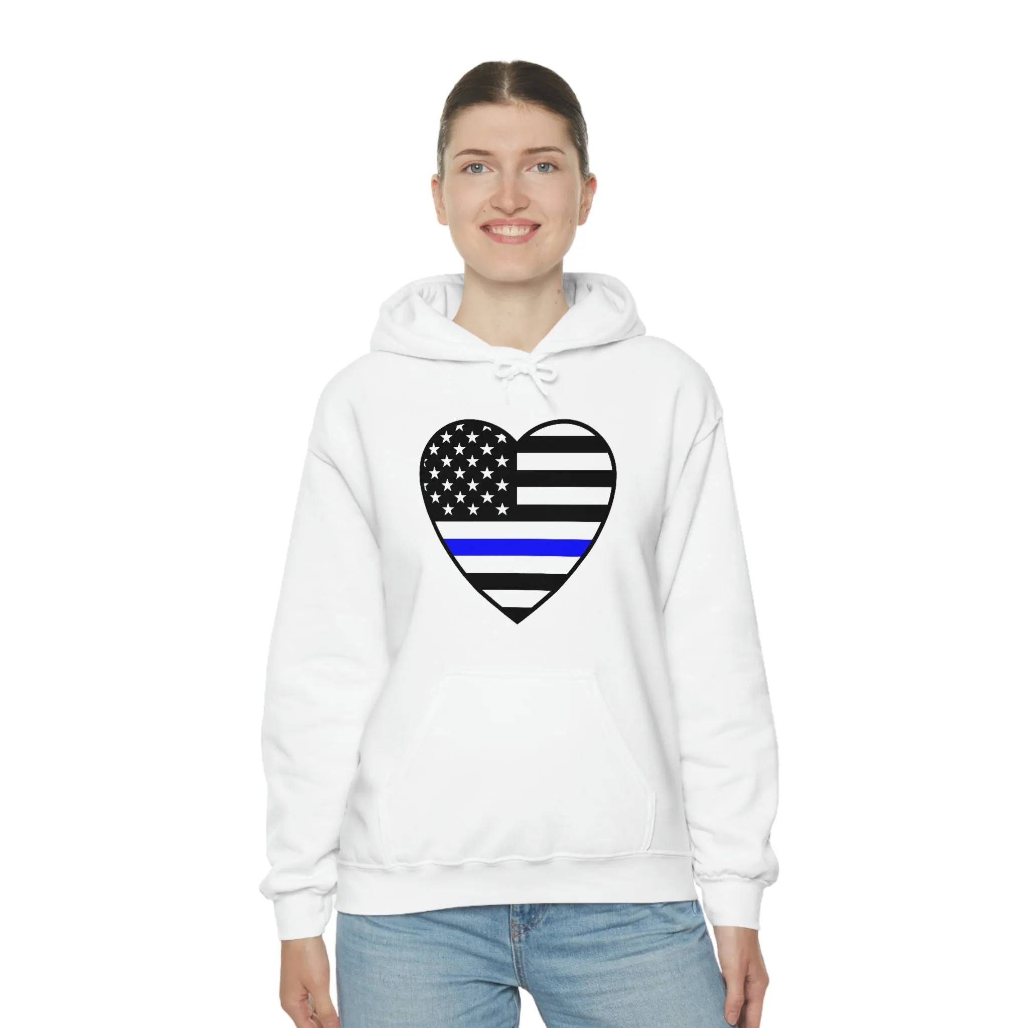 Thin Blue Line Heart Unisex Hoodie