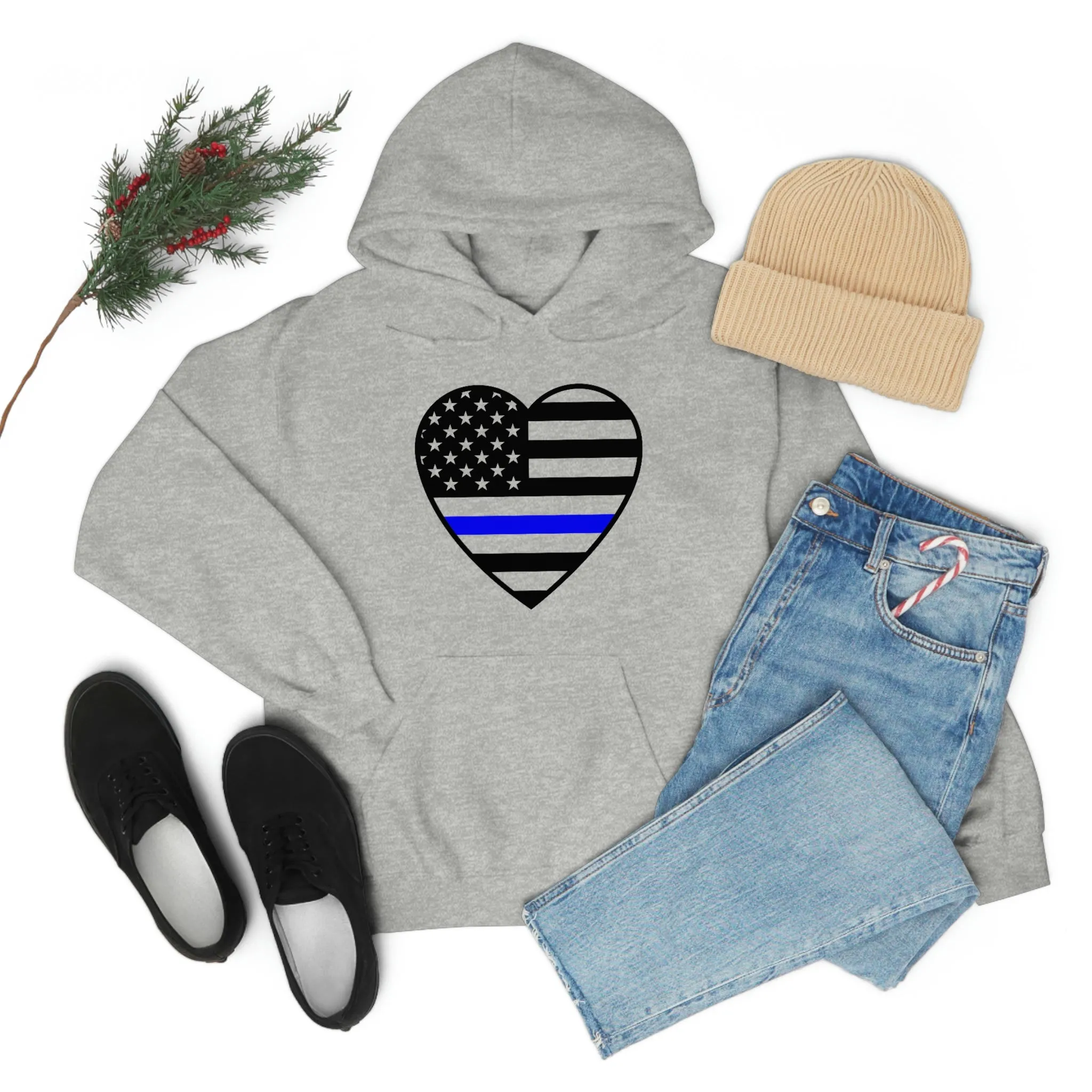 Thin Blue Line Heart Unisex Hoodie