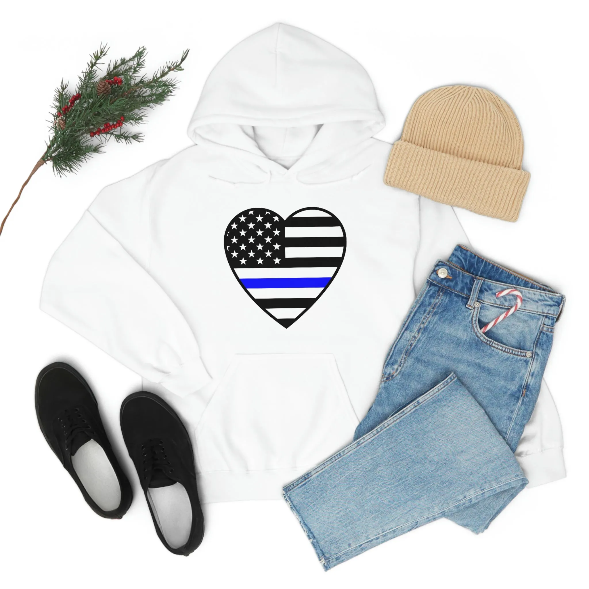 Thin Blue Line Heart Unisex Hoodie