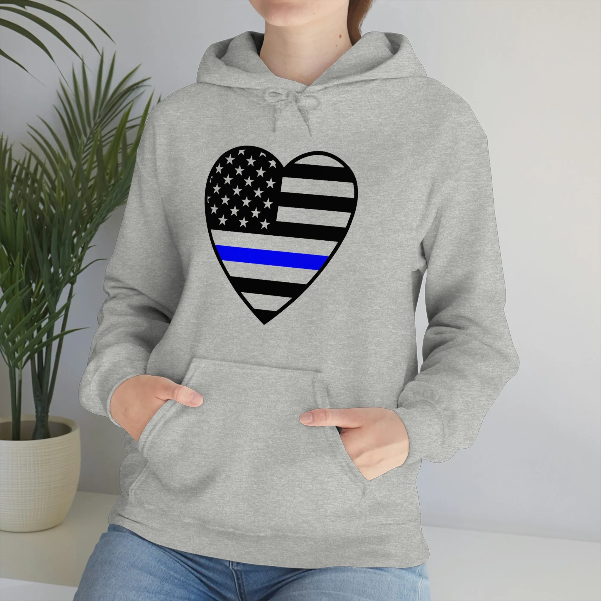 Thin Blue Line Heart Unisex Hoodie