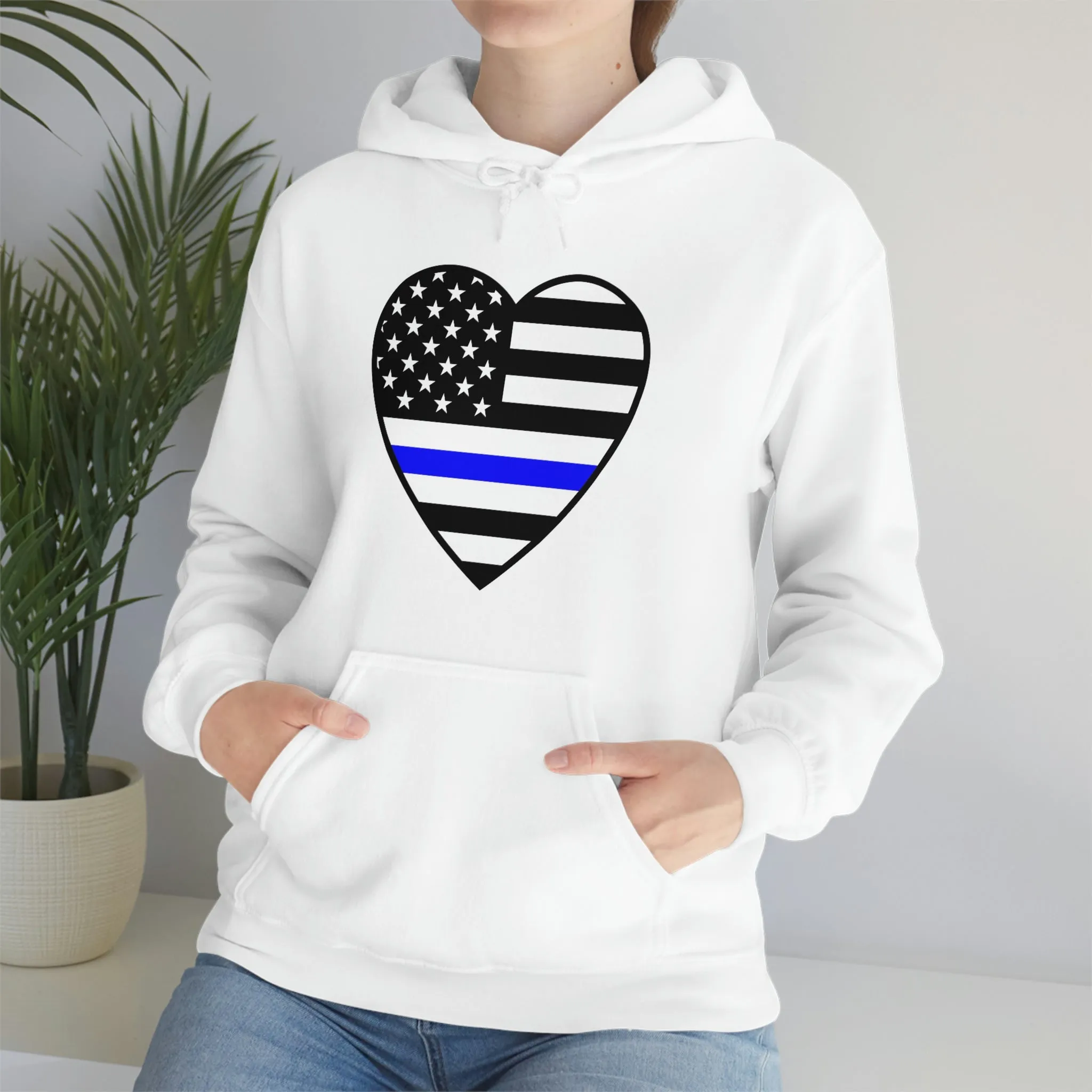 Thin Blue Line Heart Unisex Hoodie