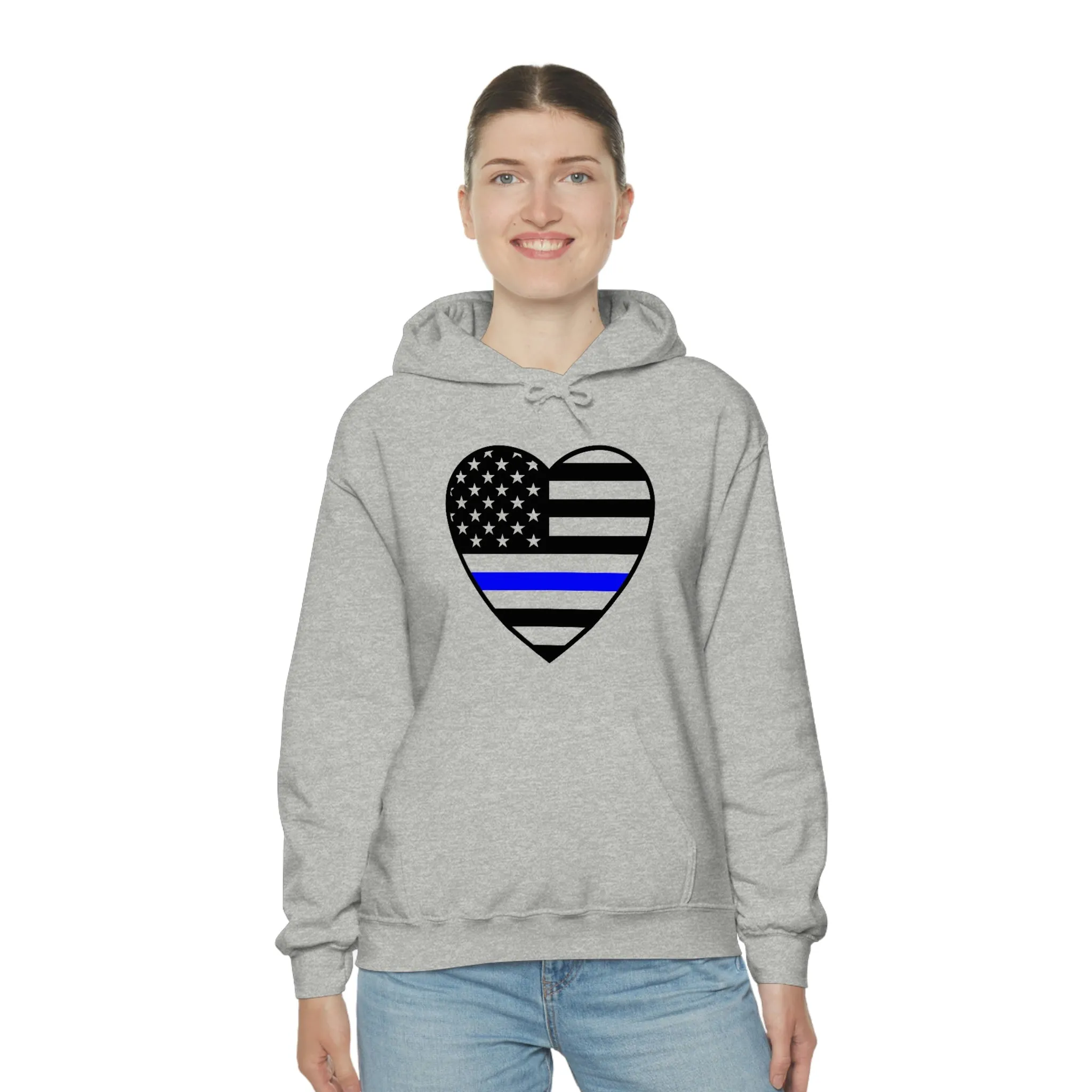 Thin Blue Line Heart Unisex Hoodie