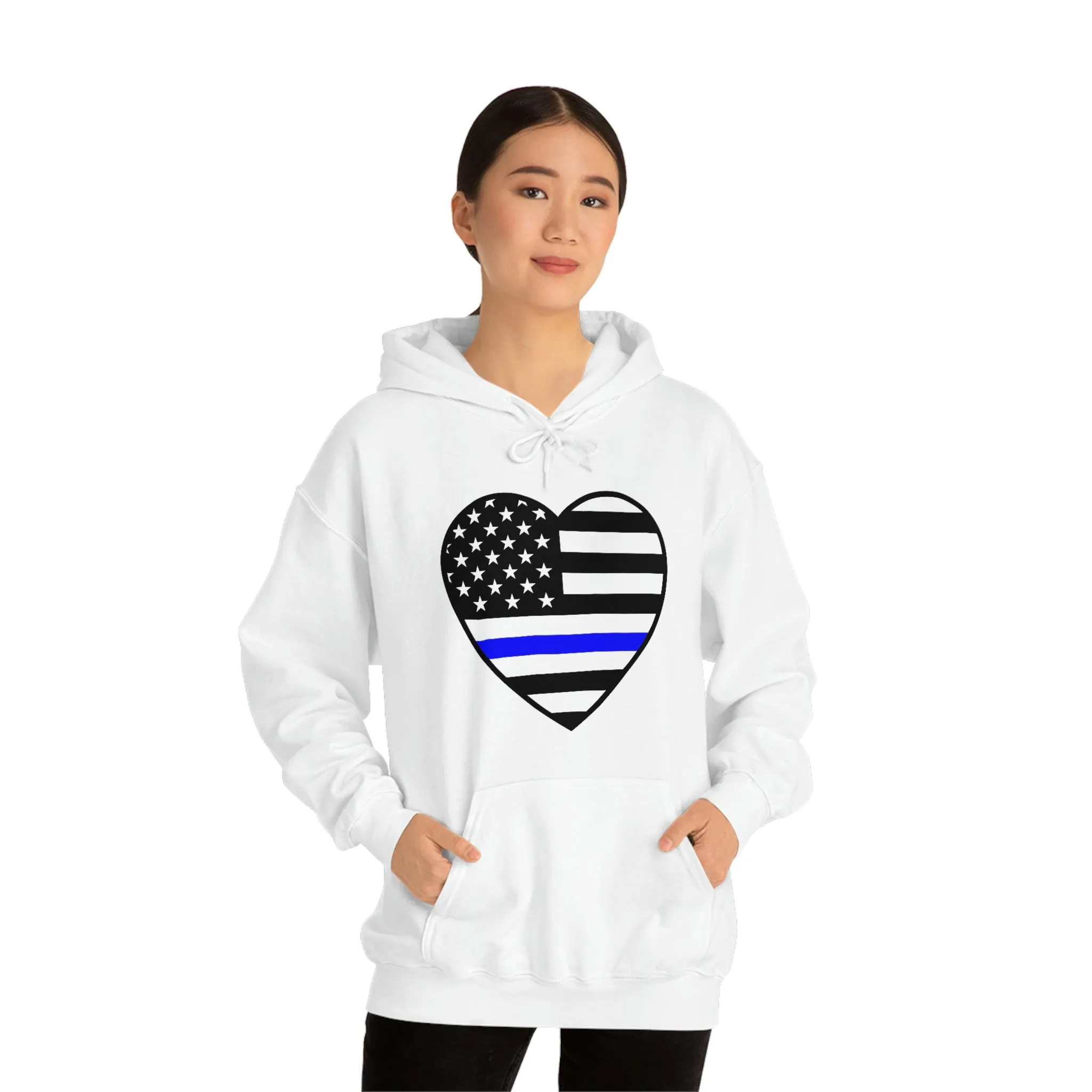 Thin Blue Line Heart Unisex Hoodie