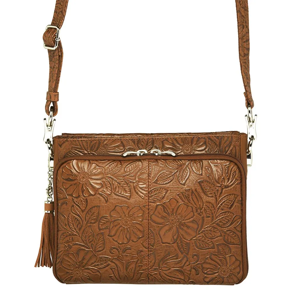 Tooled American Cowhide Leather Concealed Clutch Purse