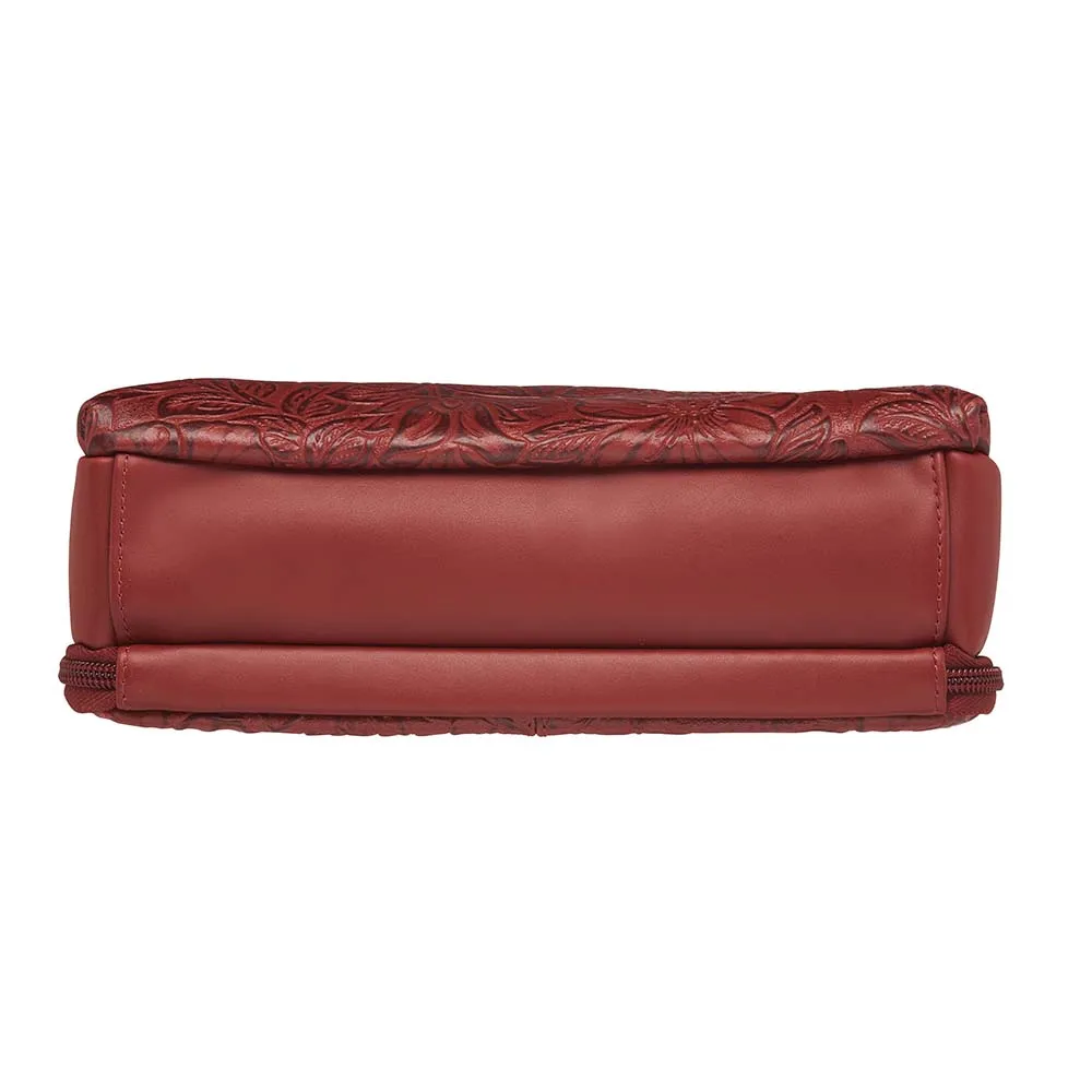 Tooled American Cowhide Leather Concealed Clutch Purse