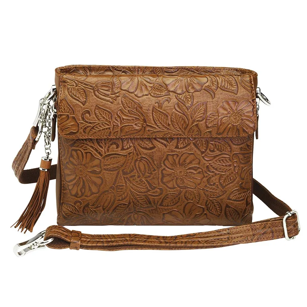 Tooled American Cowhide Leather Concealed Clutch Purse