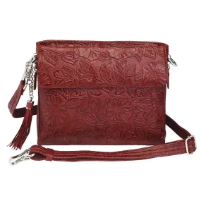 Tooled American Cowhide Leather Concealed Clutch Purse