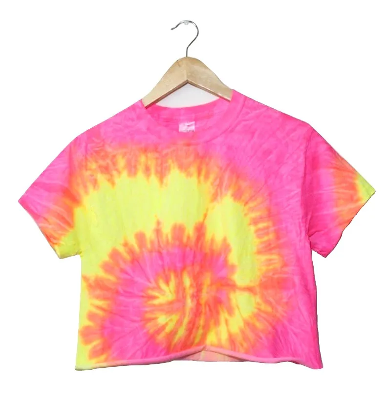 Tropical Neon Tie-Dye Cropped Unisex Tee