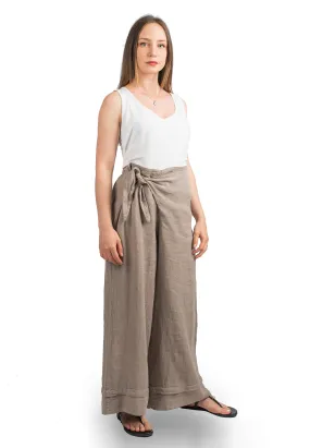 Trousers 100% linen with bow