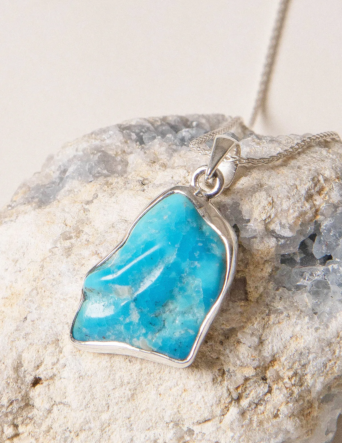 Turquoise Free Form Pendant - One Of A Kind