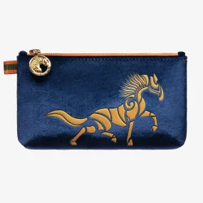 Velvet Beltbag "Sapphire Blue" with golden print