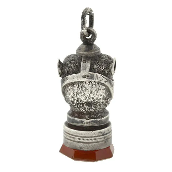 Victorian Sterling & Carnelian Seal Dog Fob/Pendant