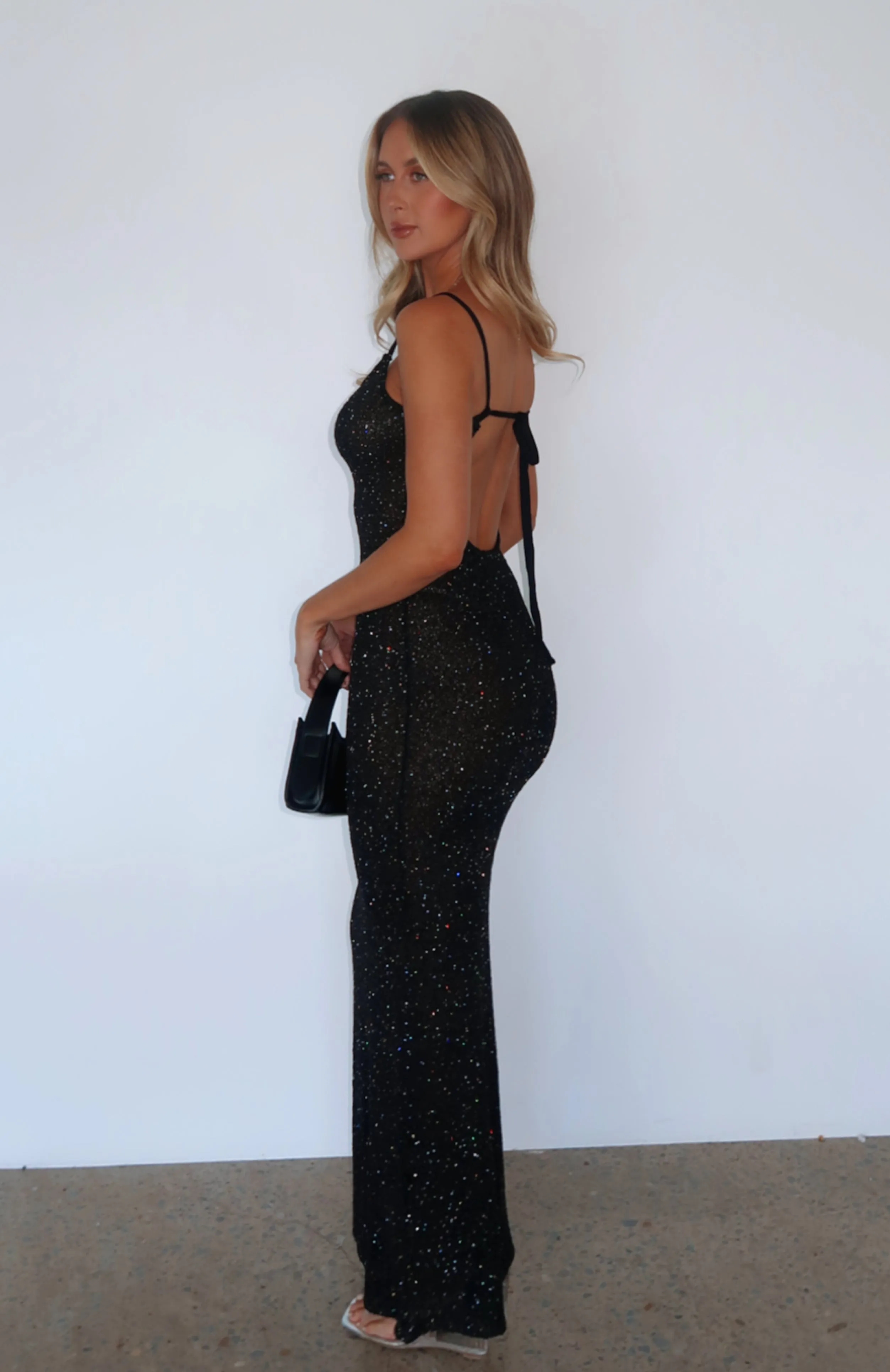 What A Treat Sequin Knit Maxi Dress Black