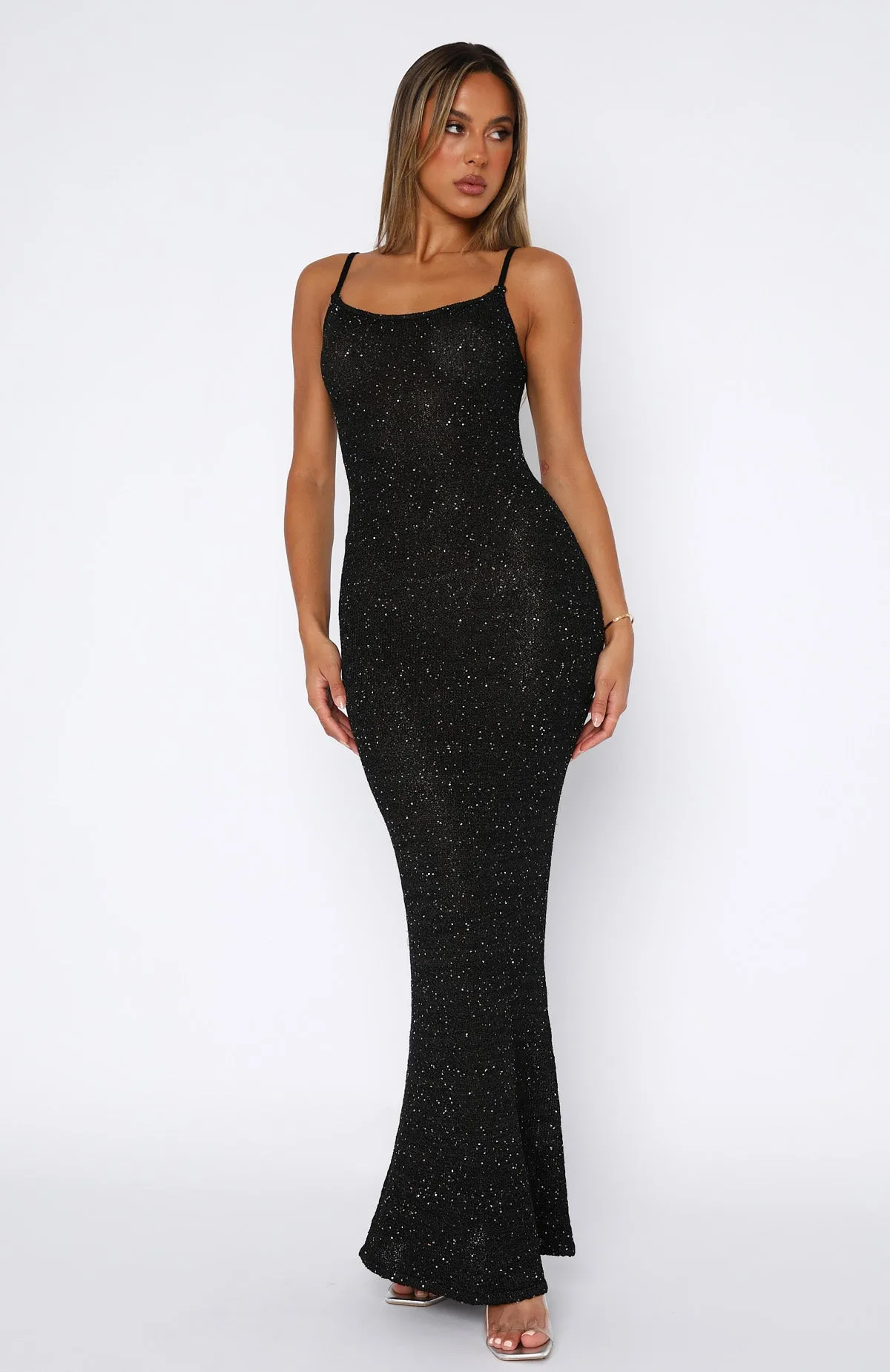 What A Treat Sequin Knit Maxi Dress Black