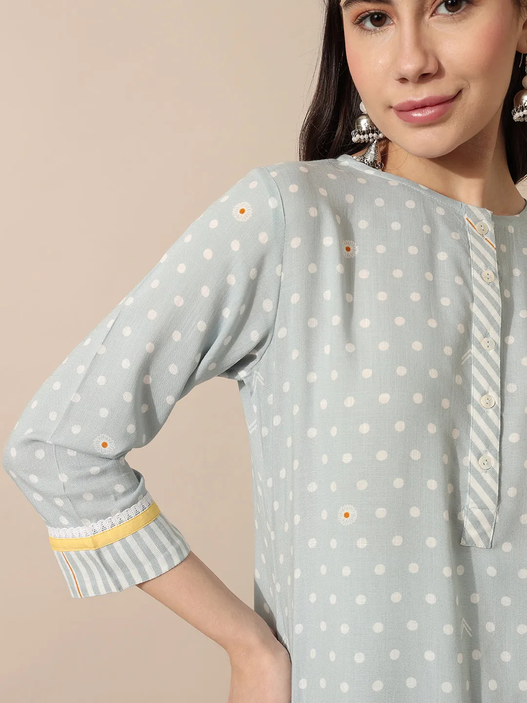 Wildflower Blue Polka Kurta