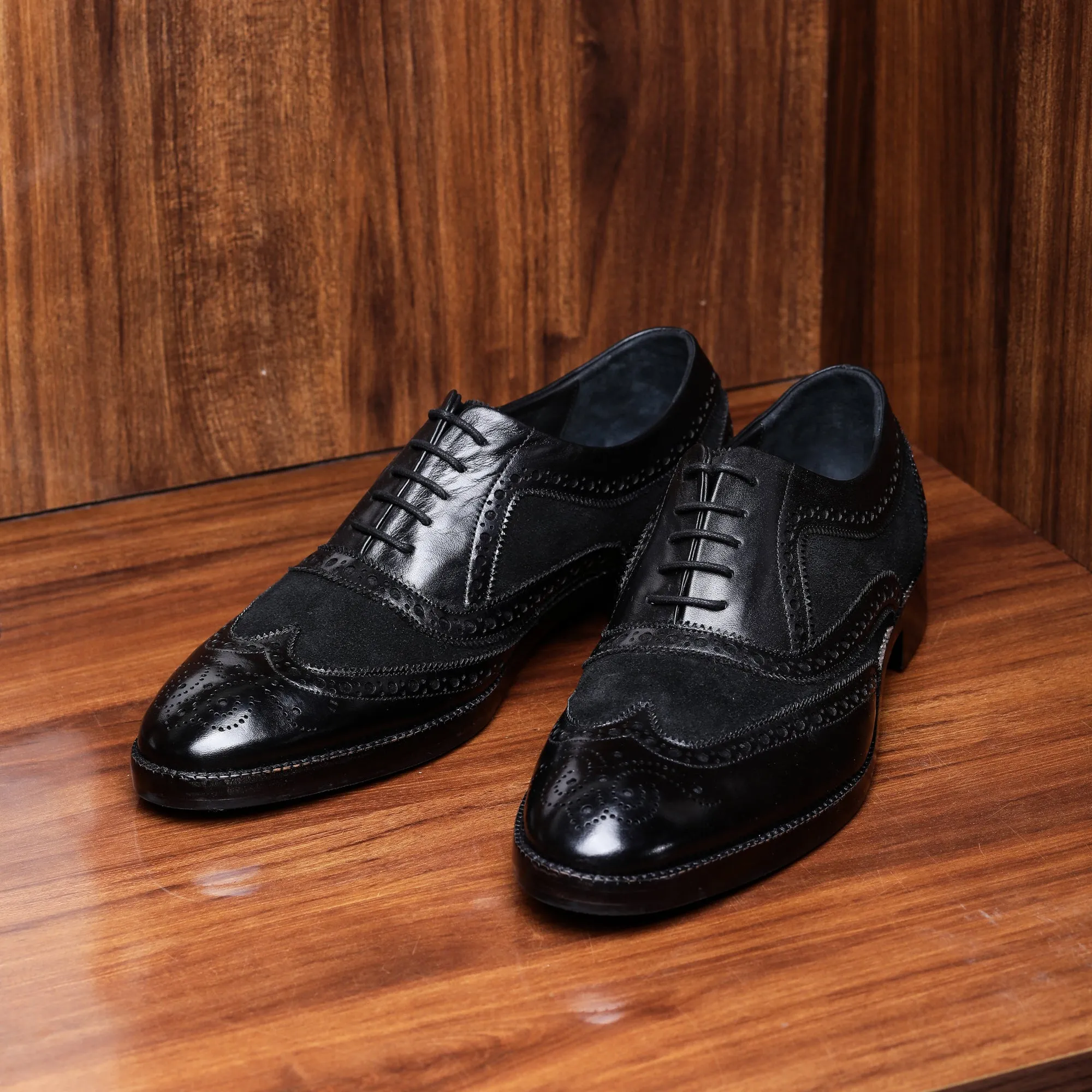 Wingtip Brogue Oxford- Black Suede