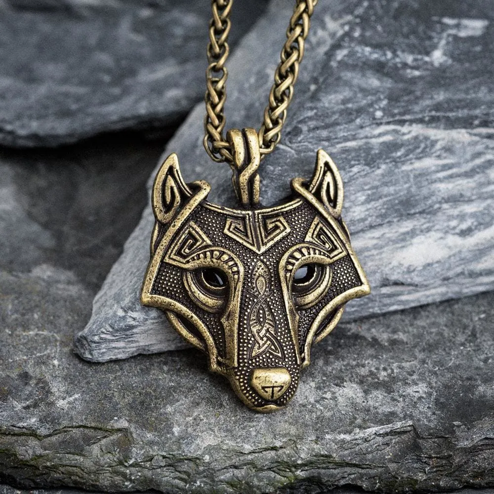 Wolf Head Viking Pendant - Metal Chain