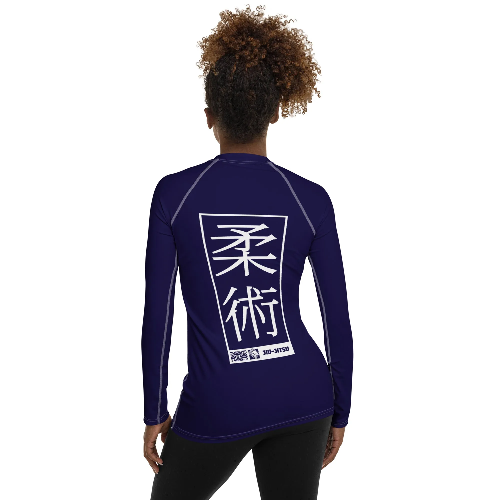 Womens Long Sleeve BJJ Rash Guard - Jiu-Jitsu 002 - Midnight Blue