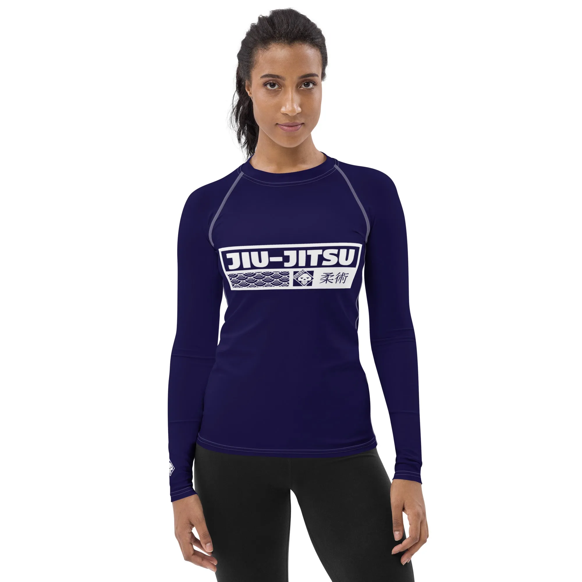 Womens Long Sleeve BJJ Rash Guard - Jiu-Jitsu 002 - Midnight Blue