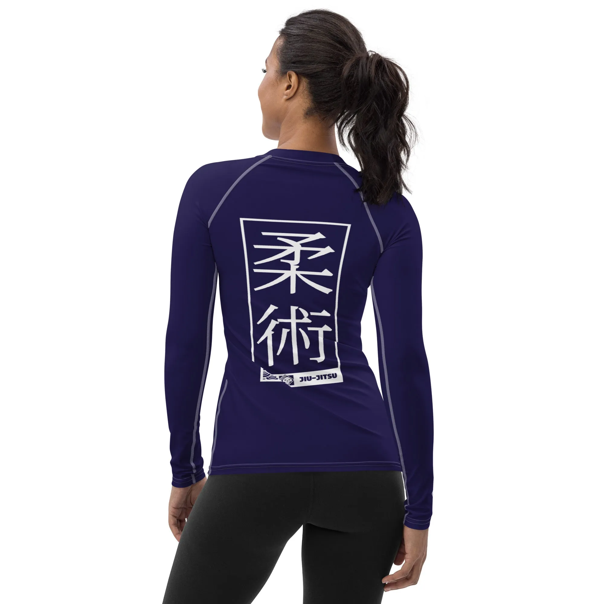 Womens Long Sleeve BJJ Rash Guard - Jiu-Jitsu 002 - Midnight Blue