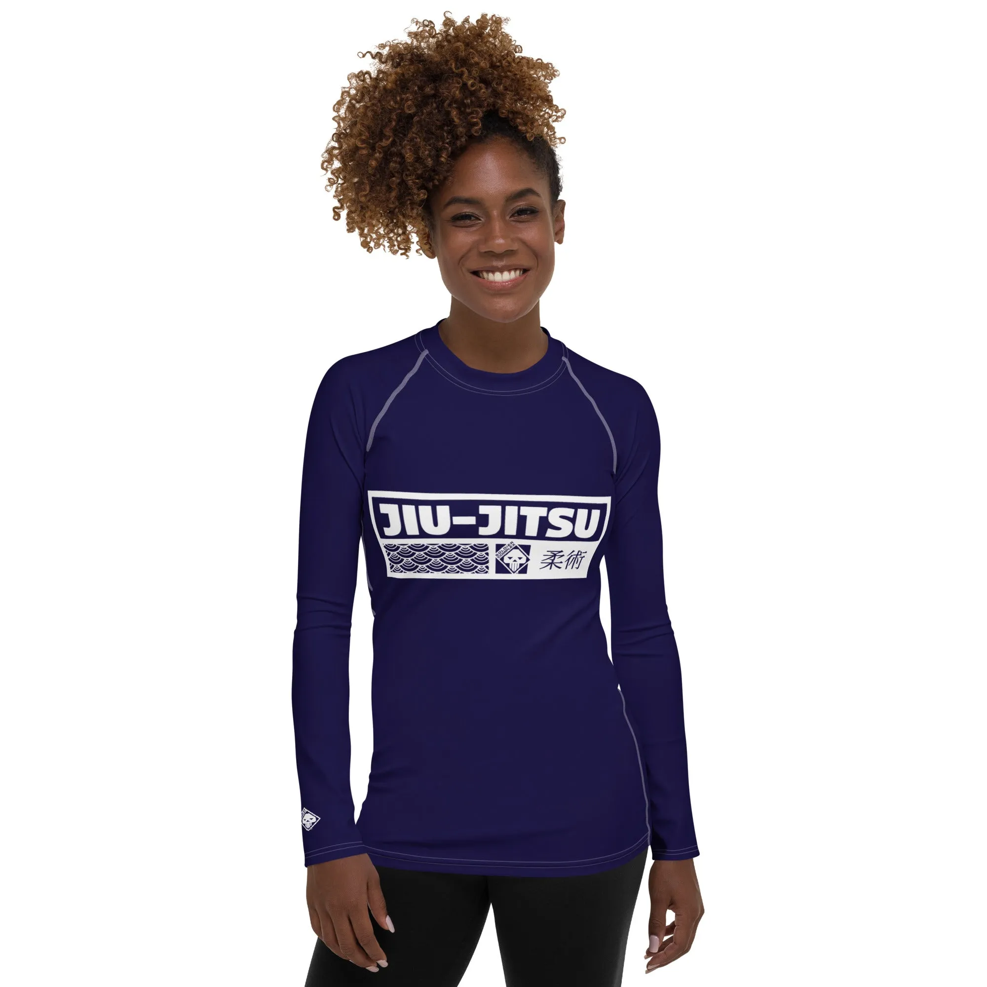 Womens Long Sleeve BJJ Rash Guard - Jiu-Jitsu 002 - Midnight Blue