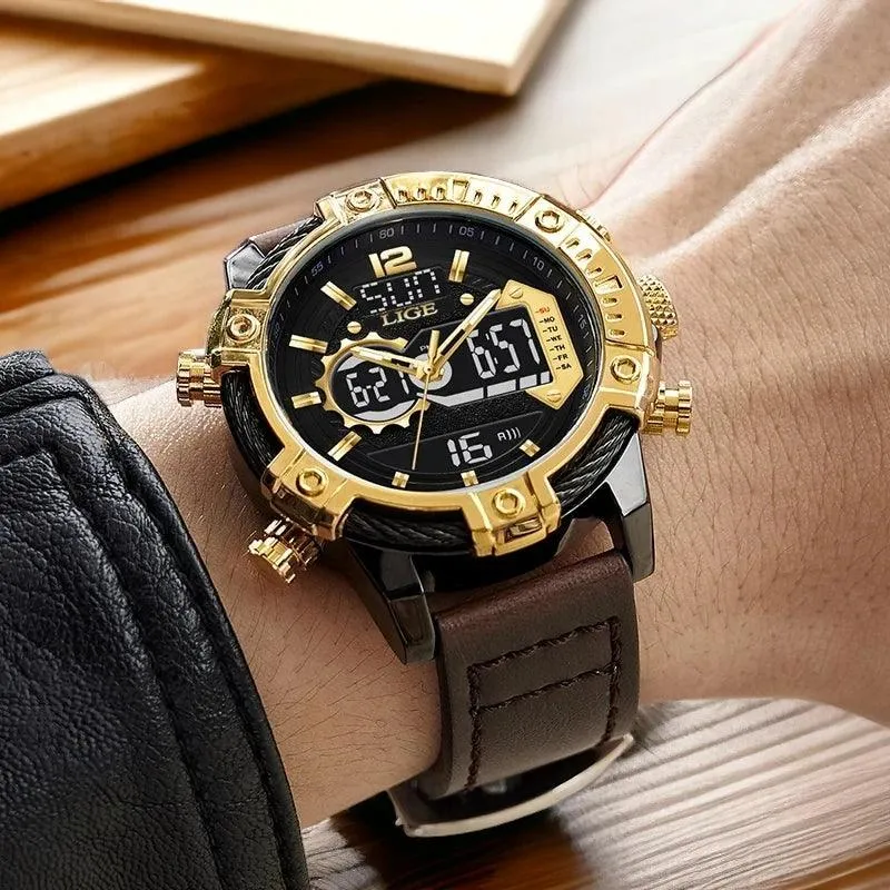 ZP-6610: Luxury Sports Men's Simple Watch - Gold & Black Elegance